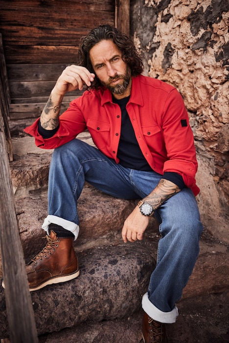 Sweat-Hemd, Langarm, Kentkragen, Modern Fit