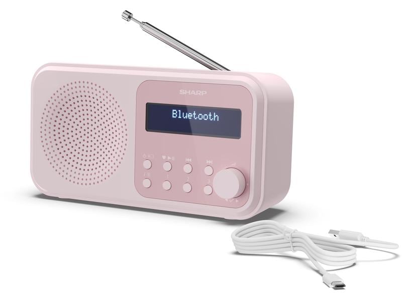 Sharp DAB  Radio DR-P420 – Pink Tragbares Digitalradio mit Bluetooth