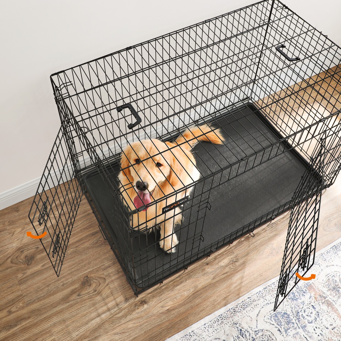 FEANDREA S-XXXL Hundekäfig mit 2 Türen 1,22 m, 74,5 cm, 80,5 cm