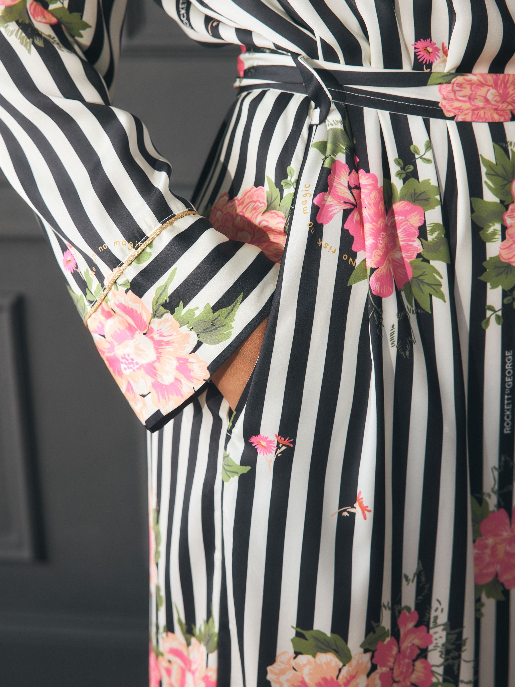 Rockett St George Flower Power Stripe Satin Robe