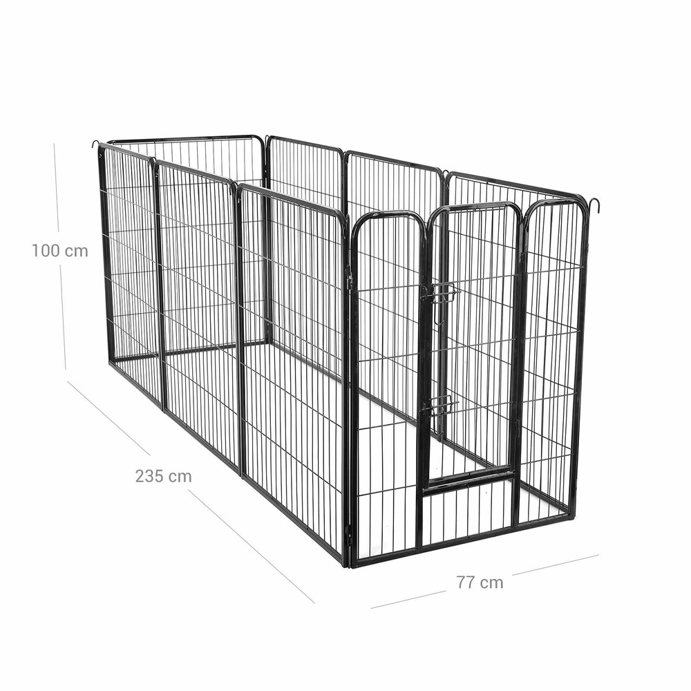 Parc pour animaux 8 panneaux enclos pour chien 77 x 100 cm noir