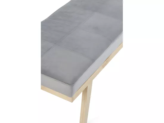 Tabouret tapissé en velours gris avec pieds en bois