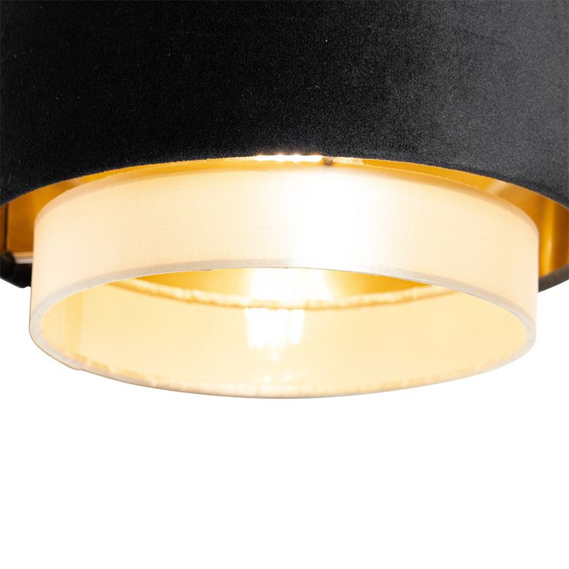 Moderne hanglamp zwart met goud 3-lichts - Elif