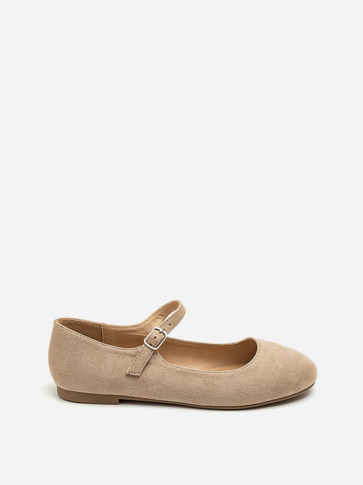 Ballerines en suédine à bride- Taupe