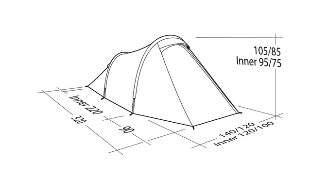 Robens Arch 2 Tunnelzelt 120 x 140 x 105 cm für 2 Personen