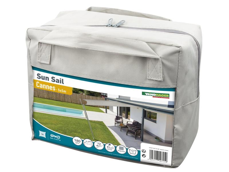 Windhager Sonnensegel Cannes, 300 cm, Eckig, Anthrazit Schattentuch für Terrasse oder Balkon