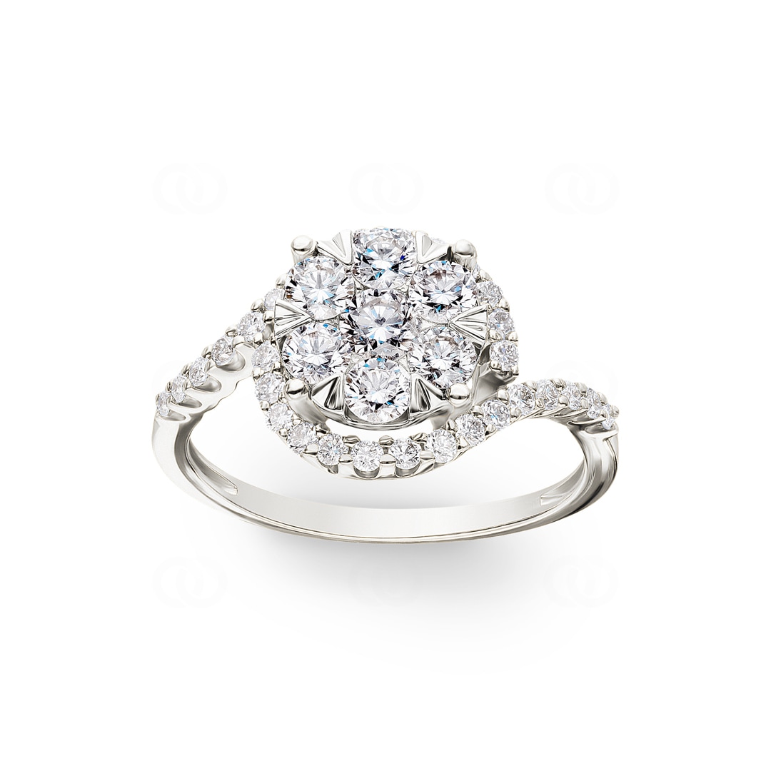 1.01 Karat Diamanten Halo Verlobungsring 750/18 K Weissgold