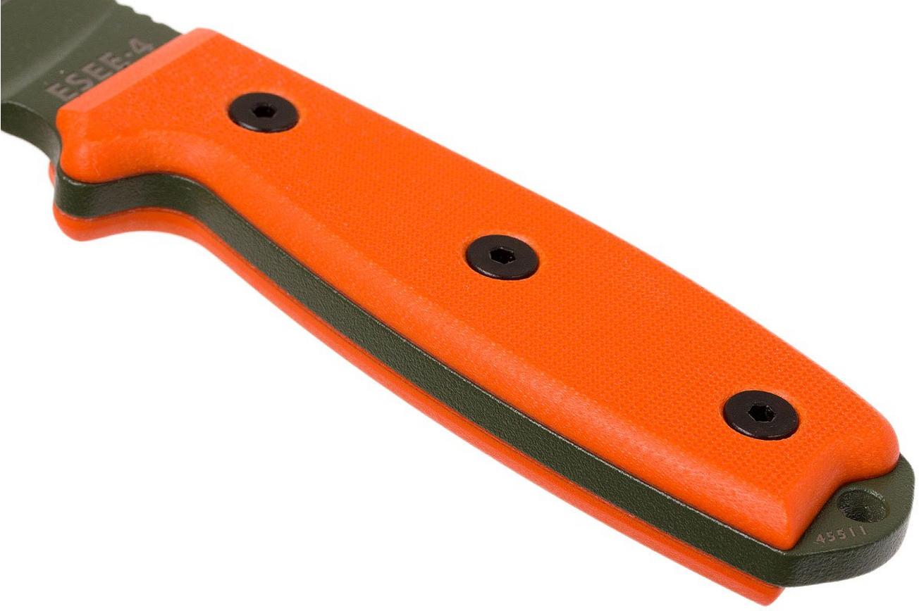 ESEE Model 4 OD blade, orange handle 4P-OD met schede   clip