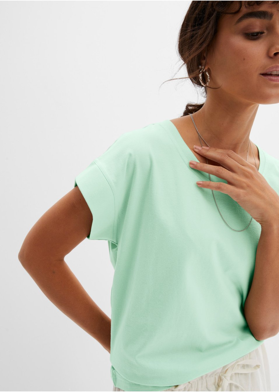 Lot de 2 T-shirts coton avec épaules descendues