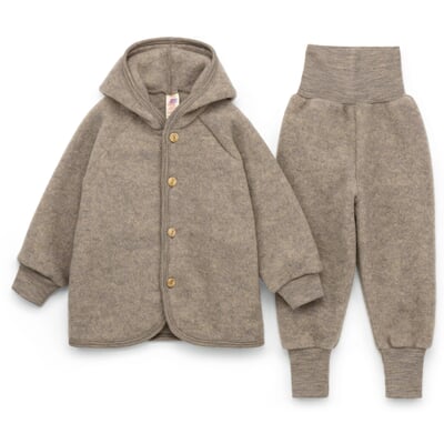 Kinder-Schlupfhose Schurwollfleece, Braunmelange