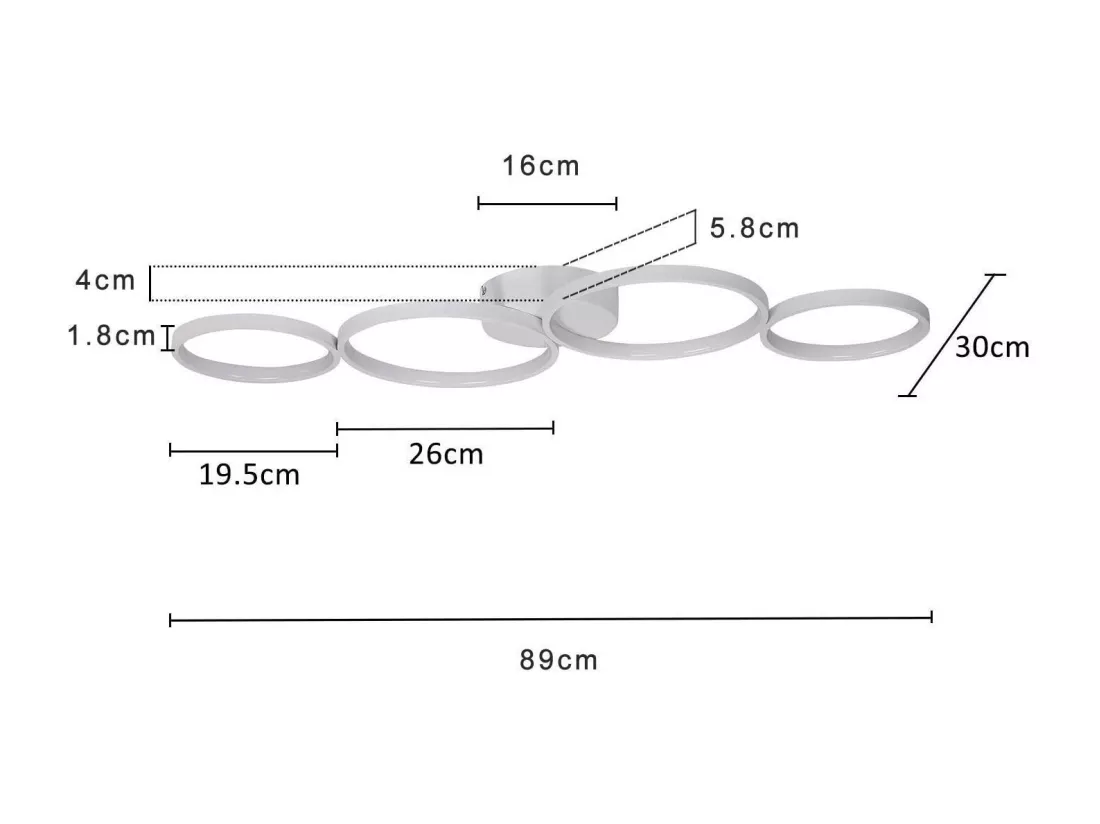 NETTLIFE Plafonnier LED Rond Moderne Blanc Chaud 3000K Anneau 37W Blanc 89cm Lampe de Bureau pour Chambre Salon Couloir Bureau