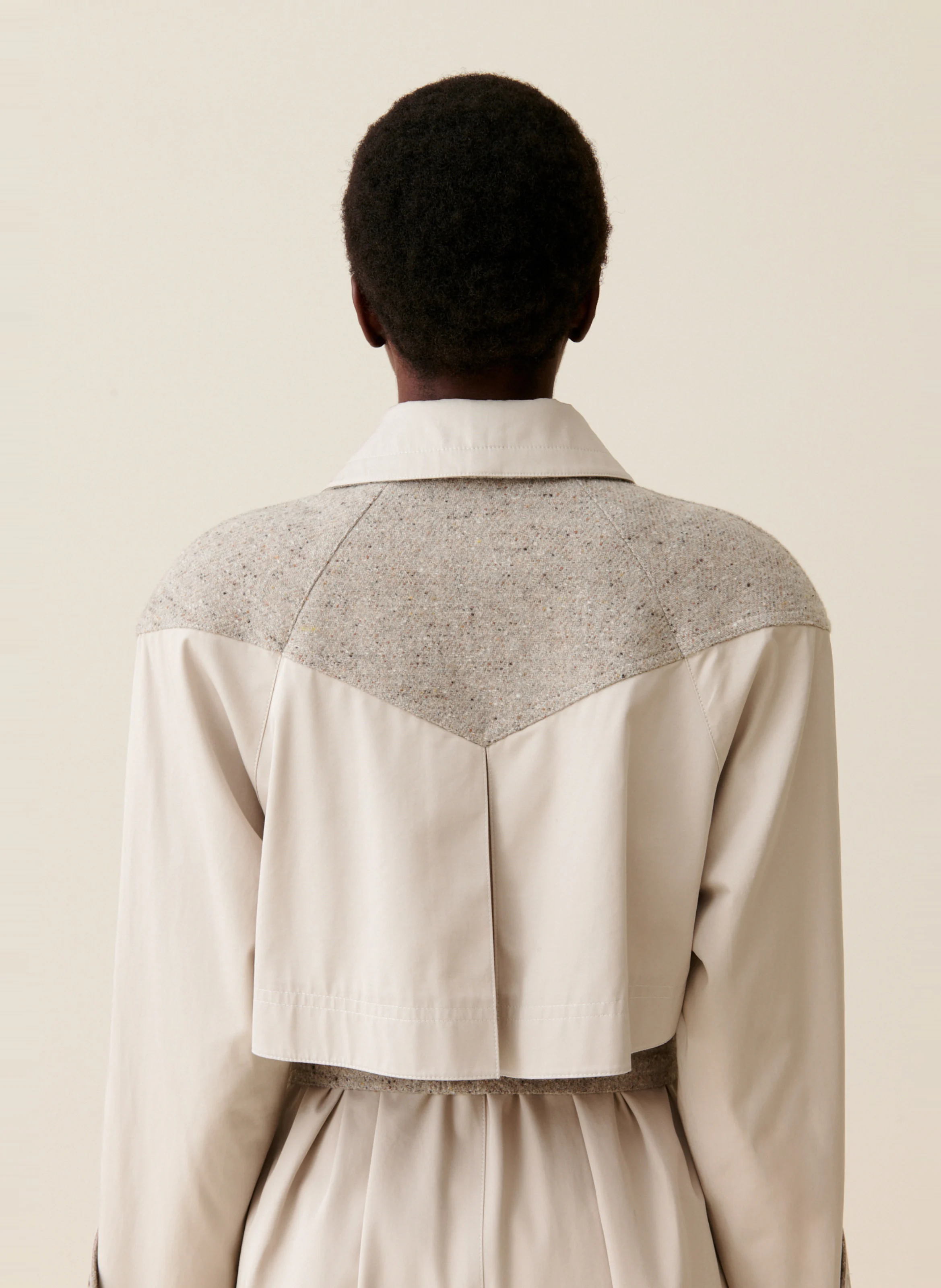 Trench long bi-matière | Beige