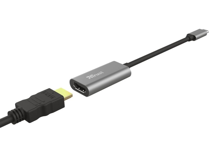 Trust Adapter USB-C-auf-HDMI USB Type-C - HDMI, Silber USB-C-auf-HDMI-Adapter mit Unterstützung für Ultra HD 4K Video und Mehrkanal-Audio