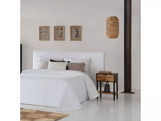 Cadre en bois et tissu imprimé