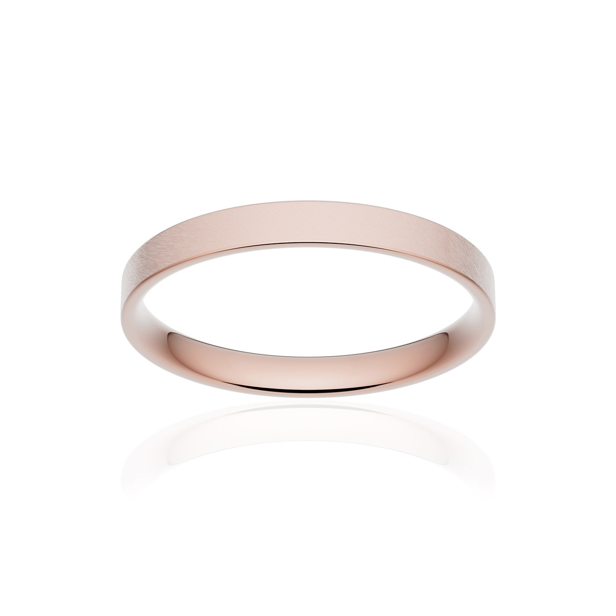 Alliance or 375 rose givré ruban plat confort 2,5mm