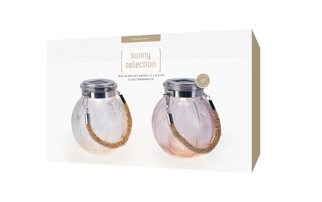 Solar Mini Glass Set Waves Beige/MauveDekolicht zum Aufstellen oder Aufhängen