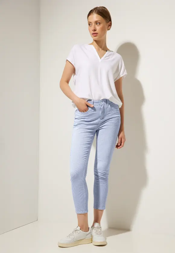 Slim Fit Hose mit Streifen - light blue striped washed