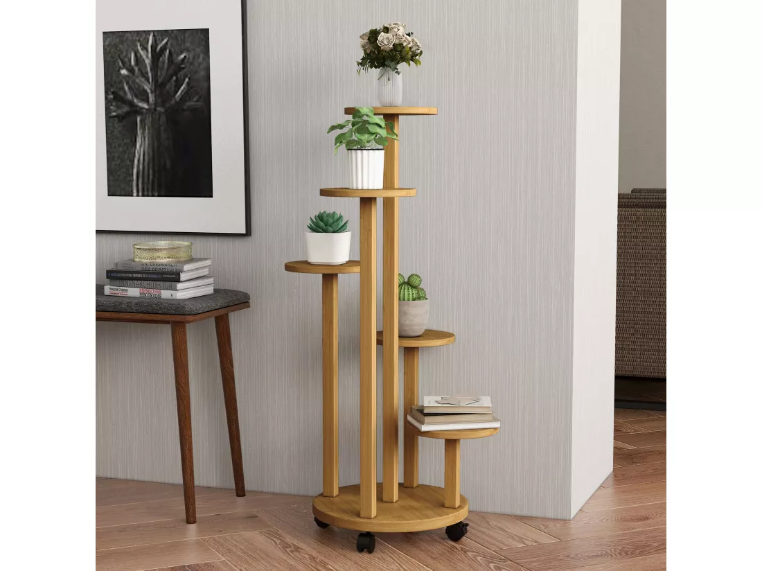 Étagère à plantes support à plantes 5 niveaux bambou