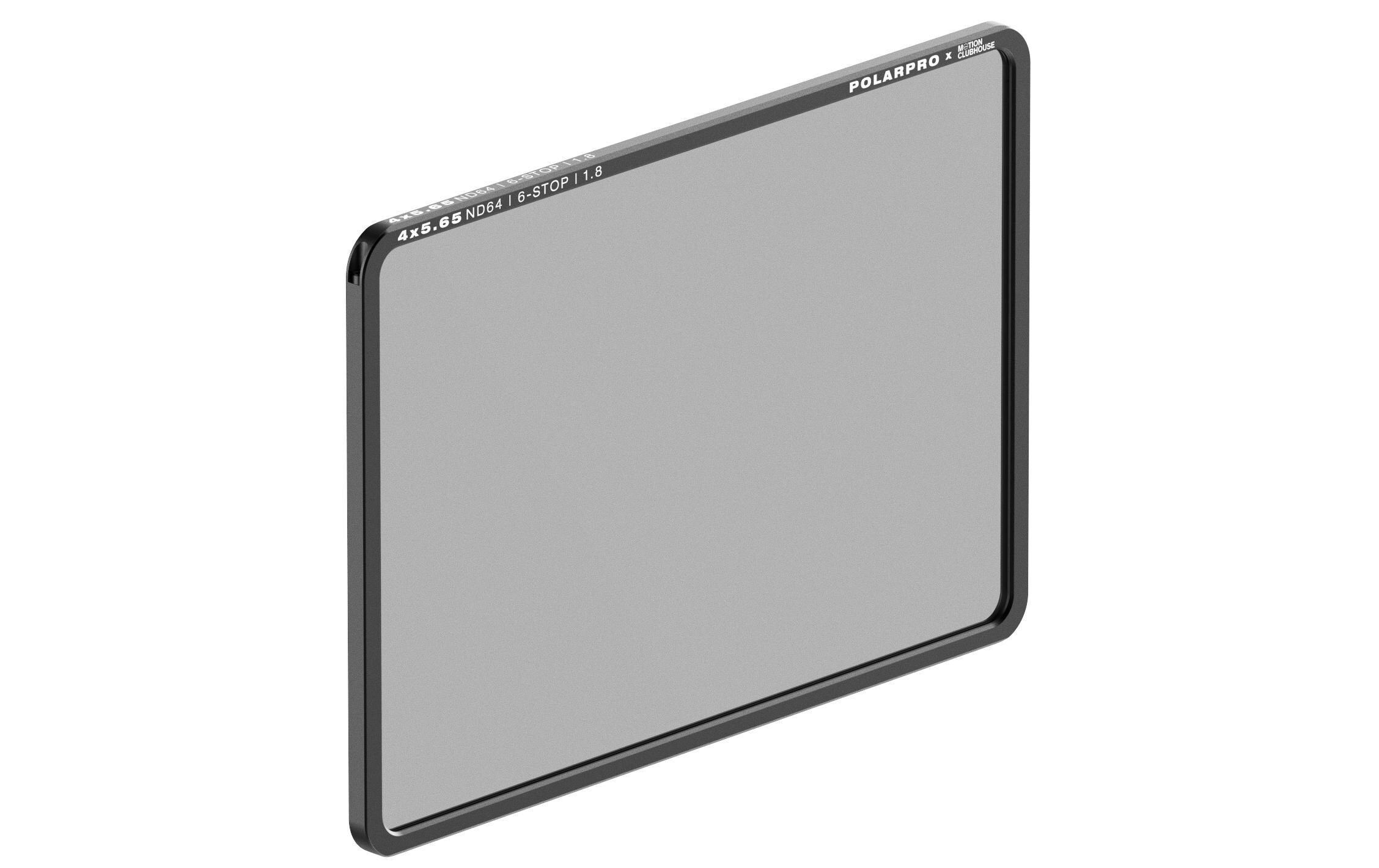 Graufilter ND64 4x5.65 Filter – Motion Clubhouse Edition<br>Vollständig ummantelte Filter mit massgefertigten CNC-Aluminium-Rahmen