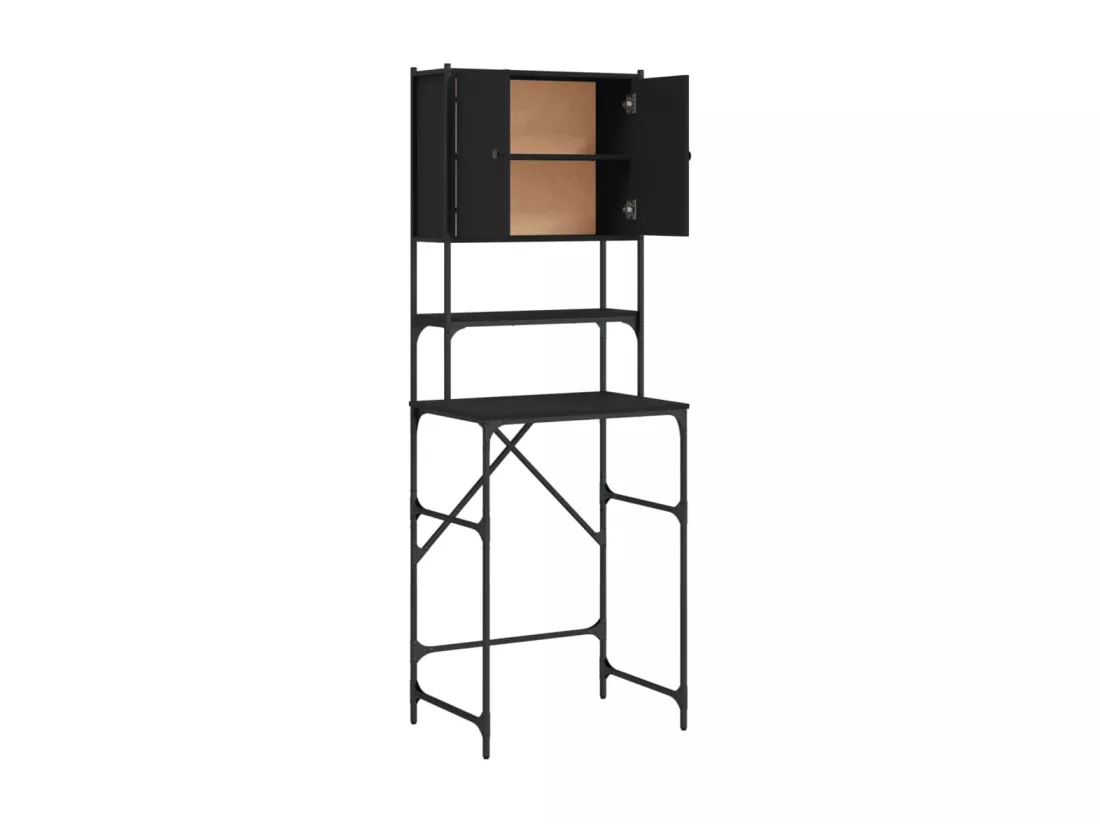 Armoire de machine à laver noir 68x48,5x194 cm