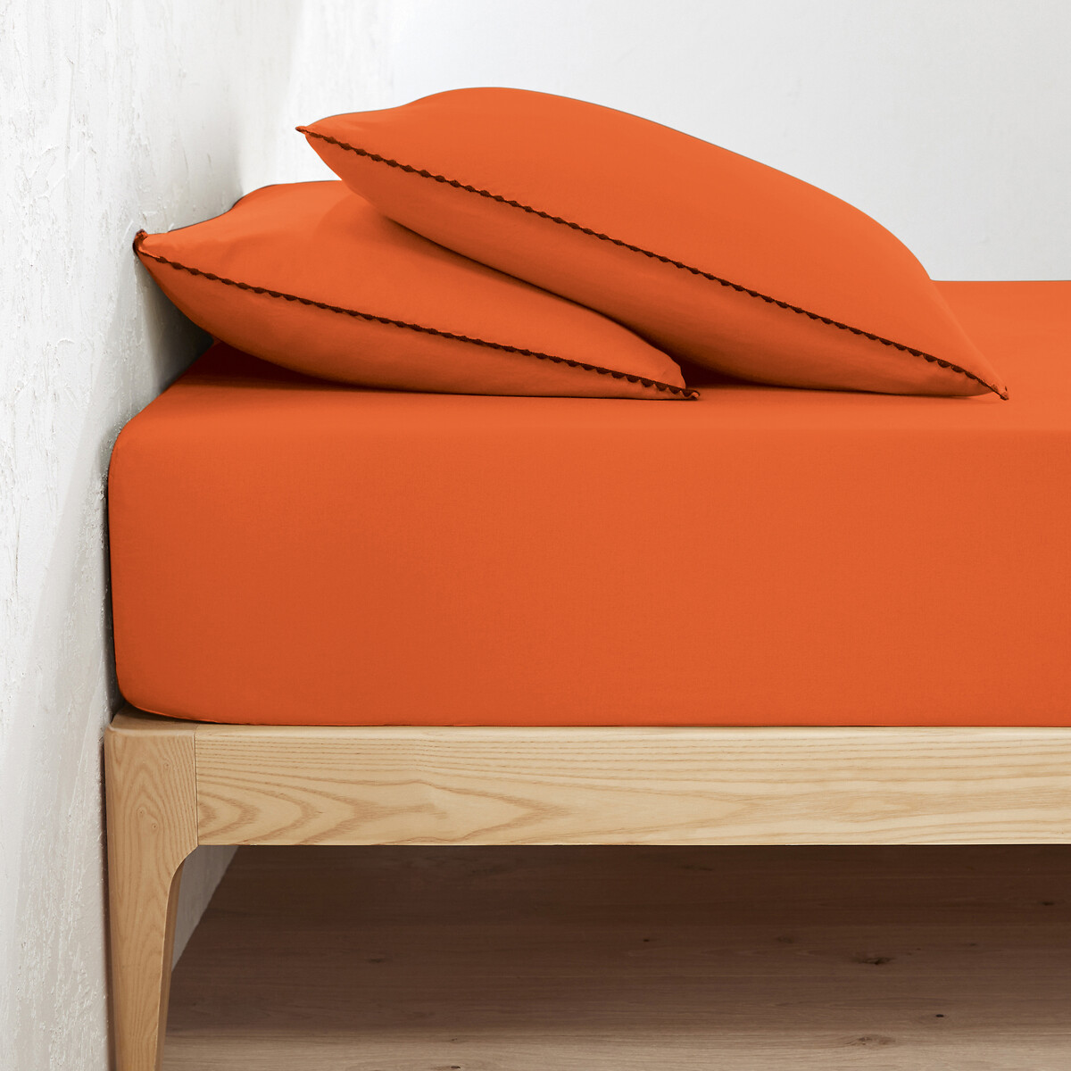 LA REDOUTE INTERIEURS<br>Lençol de baixo liso em algodão lavado, dobra de 25 cm, Mérida
