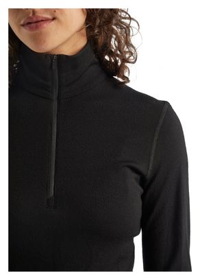 Maillot Manches Longues Femme Icebreaker Mérinos 260 Tech Half Zip Noir