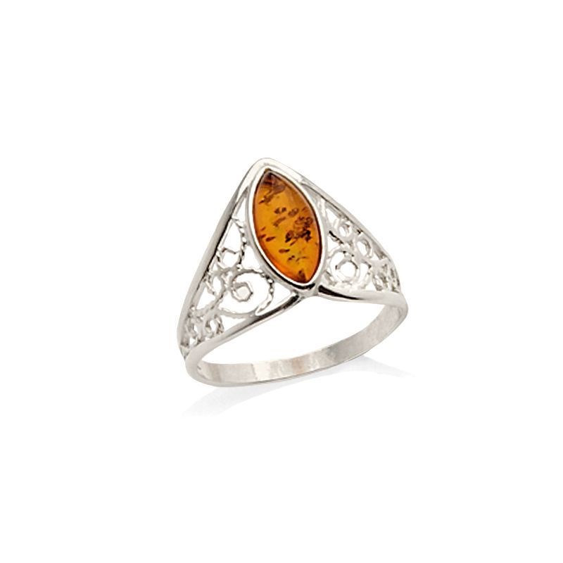 Bague argent 925 Ambre veritable de la mer Baltique