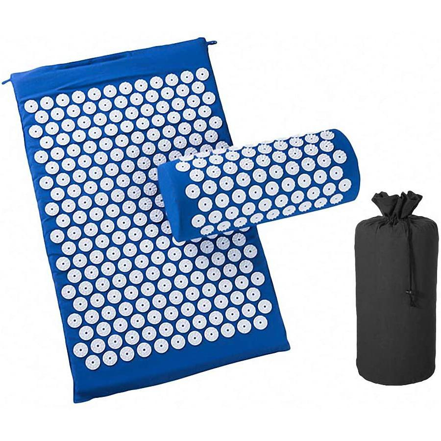 (3-tlg. Set) 66x40cm Stachel Massage Matte Entspannungsmatte   Nacken Kissen - Blau