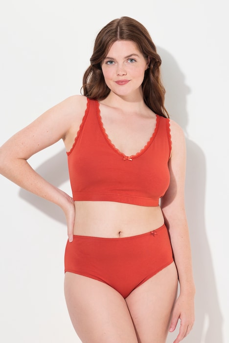Bustier, Zierkante, V-Ausschnitt, Biobaumwolle