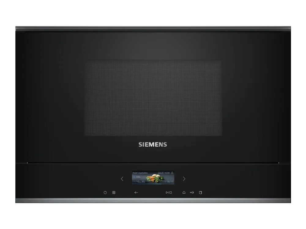 Siemens iQ700 BF722L1B1 - Mikrobølgeovn - til indbygning - 21 liter - 900 W - sort/rustfrit stål