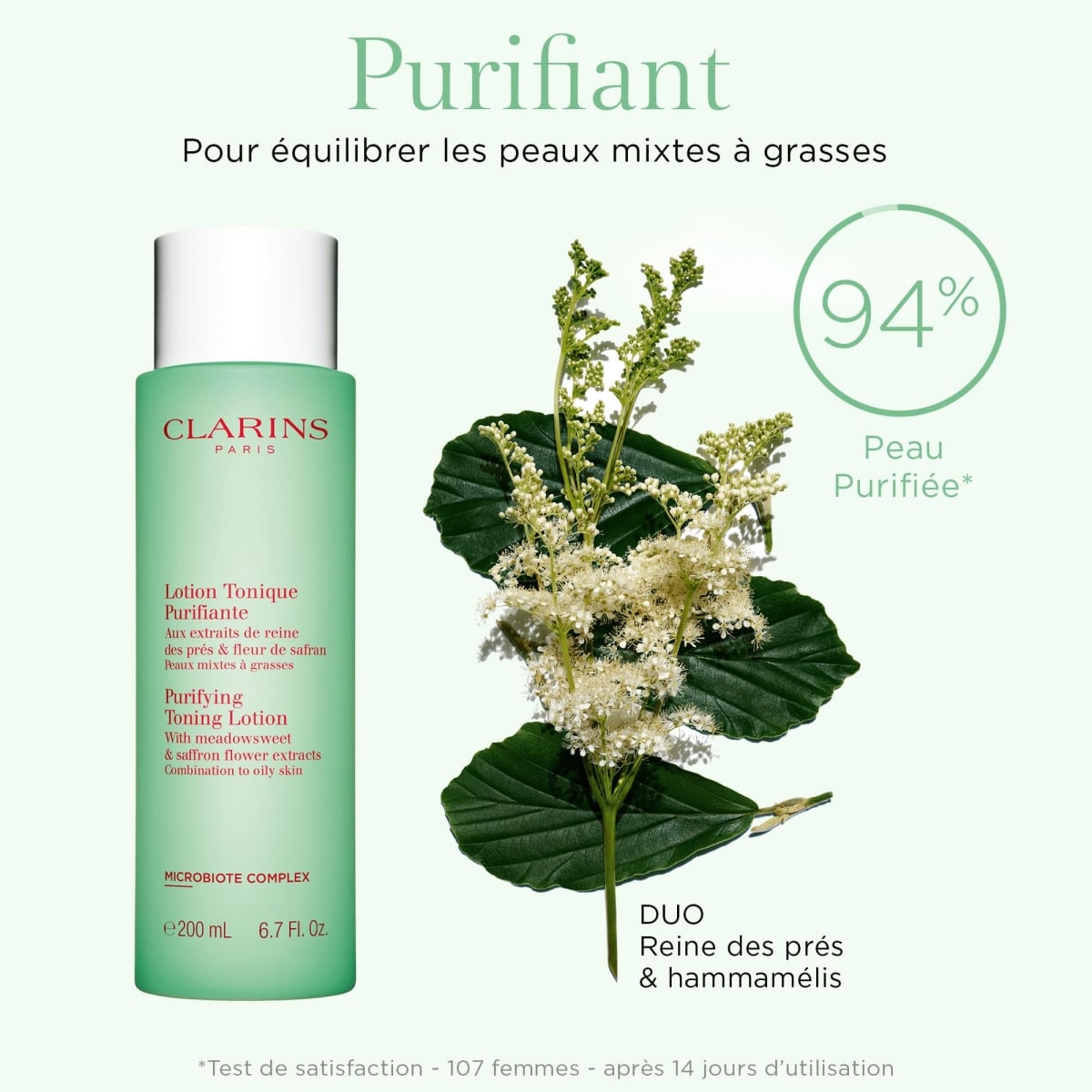 CLARINS Lotion Tonique Purifiante Aux Extraits de Reine des Près &  Fleur de Safran