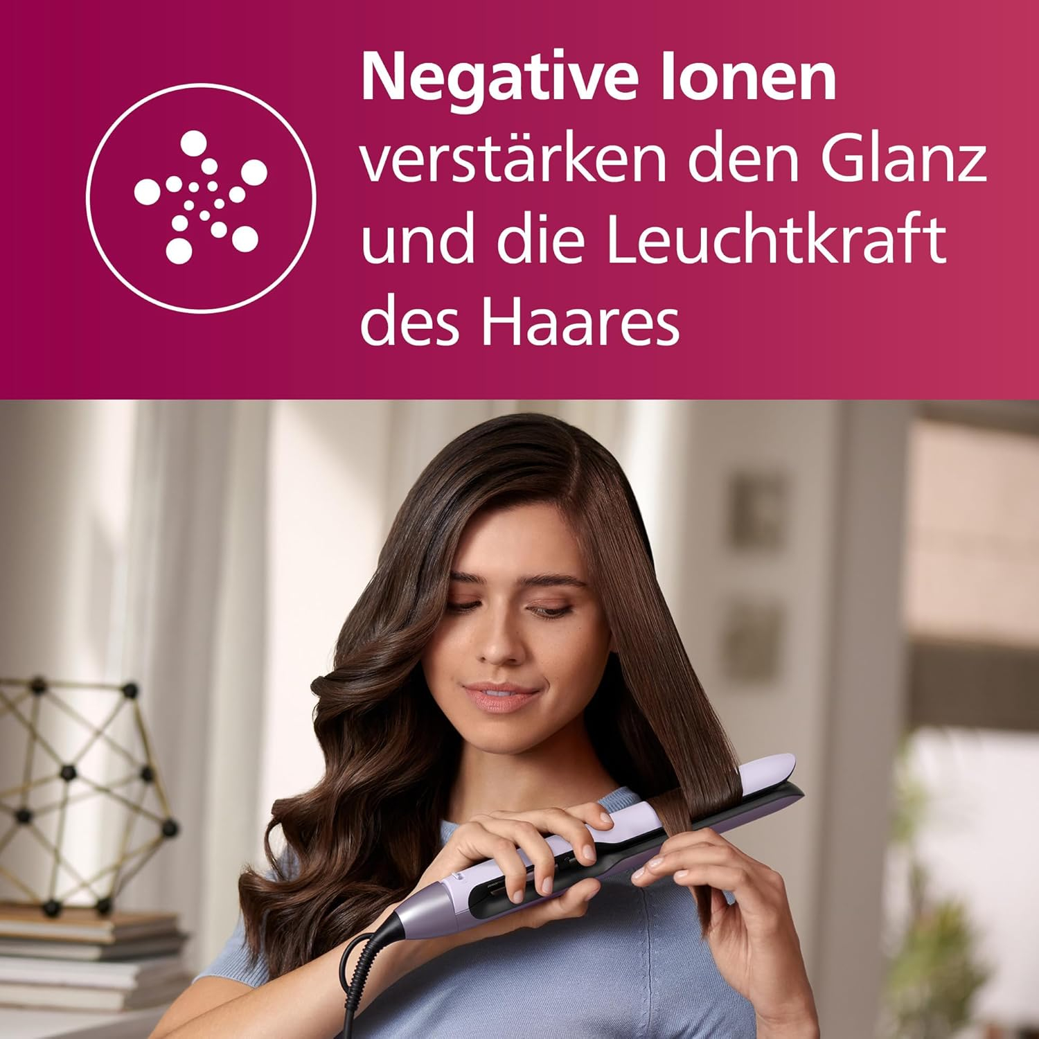 Series 5000 Haarglätter ThermoShield Glätteisen Keramik Haar Streckeisen mit Ionenfunktion (BHS530/00) - Rosa