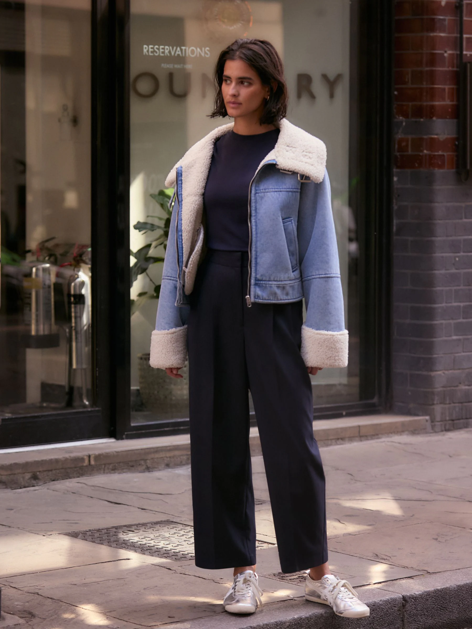 Normaal blauw - Denim jack met borgvoering