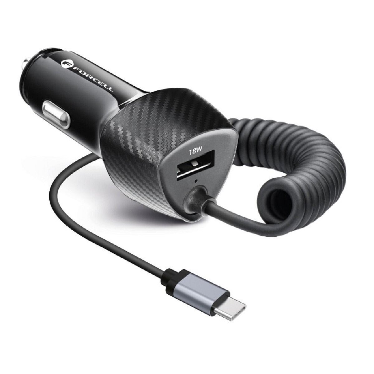 Carbon USB KFZ-Ladegerät QC 3.0 18W + Kabel Typ C 3.0 PD20W