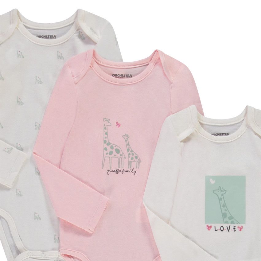 Lot de 5 bodies en jersey pour bébé fille - Ecru
