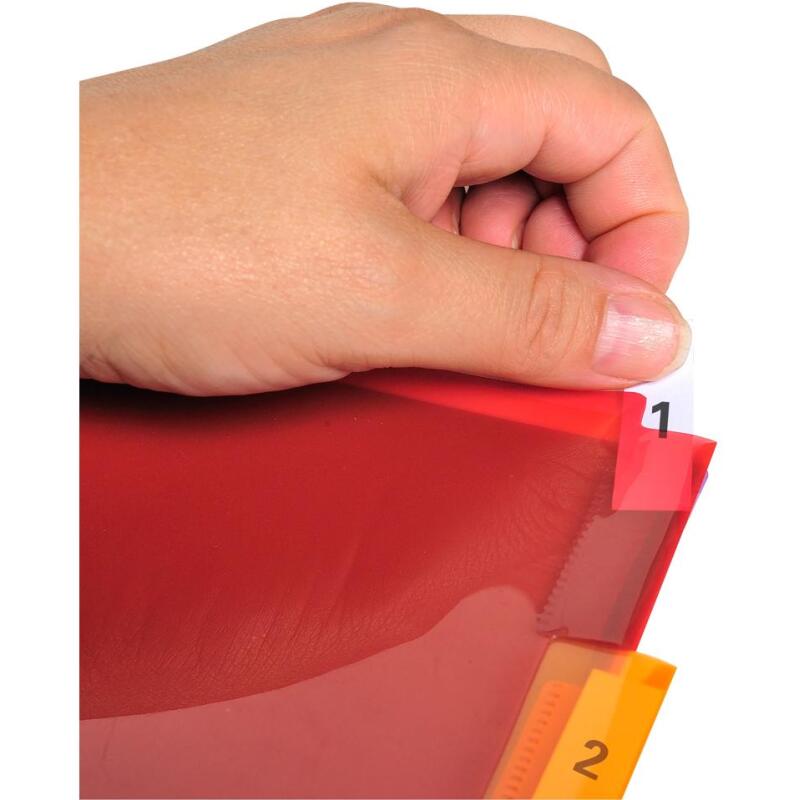 Intercalaires A4 PP transparent couleurs avec porte étiquette 8 positions