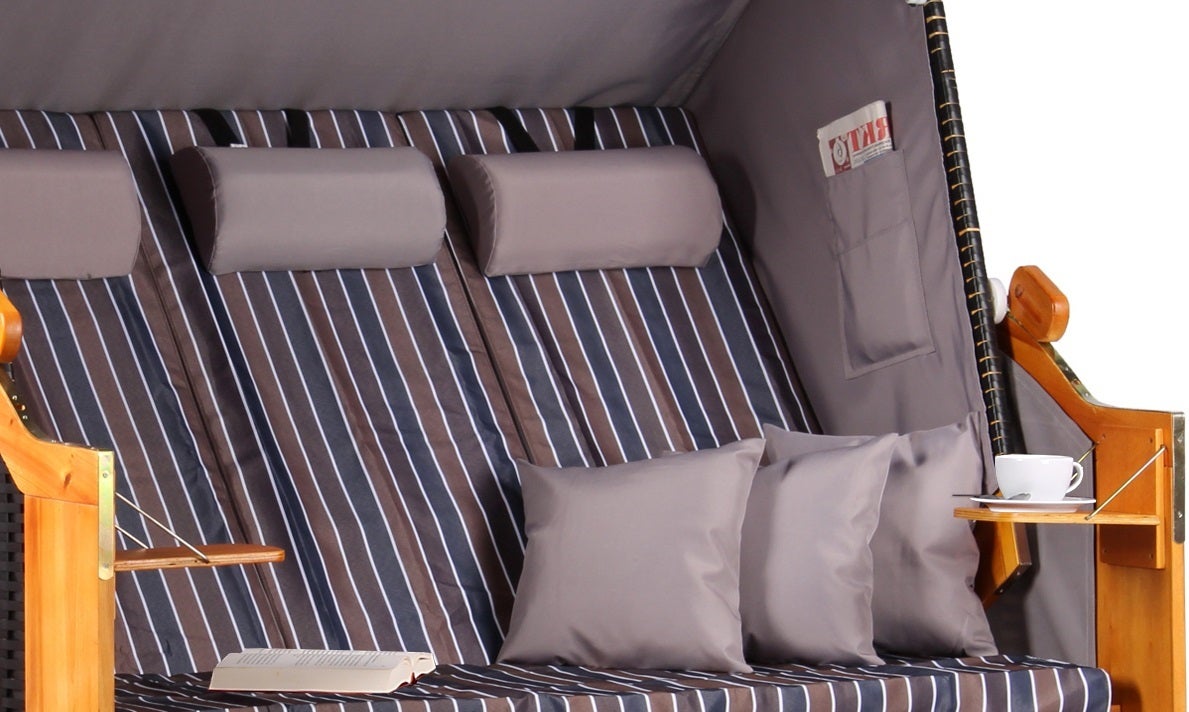 Baltische strandstoel, driezits, PE, zwart, antracietbruin design