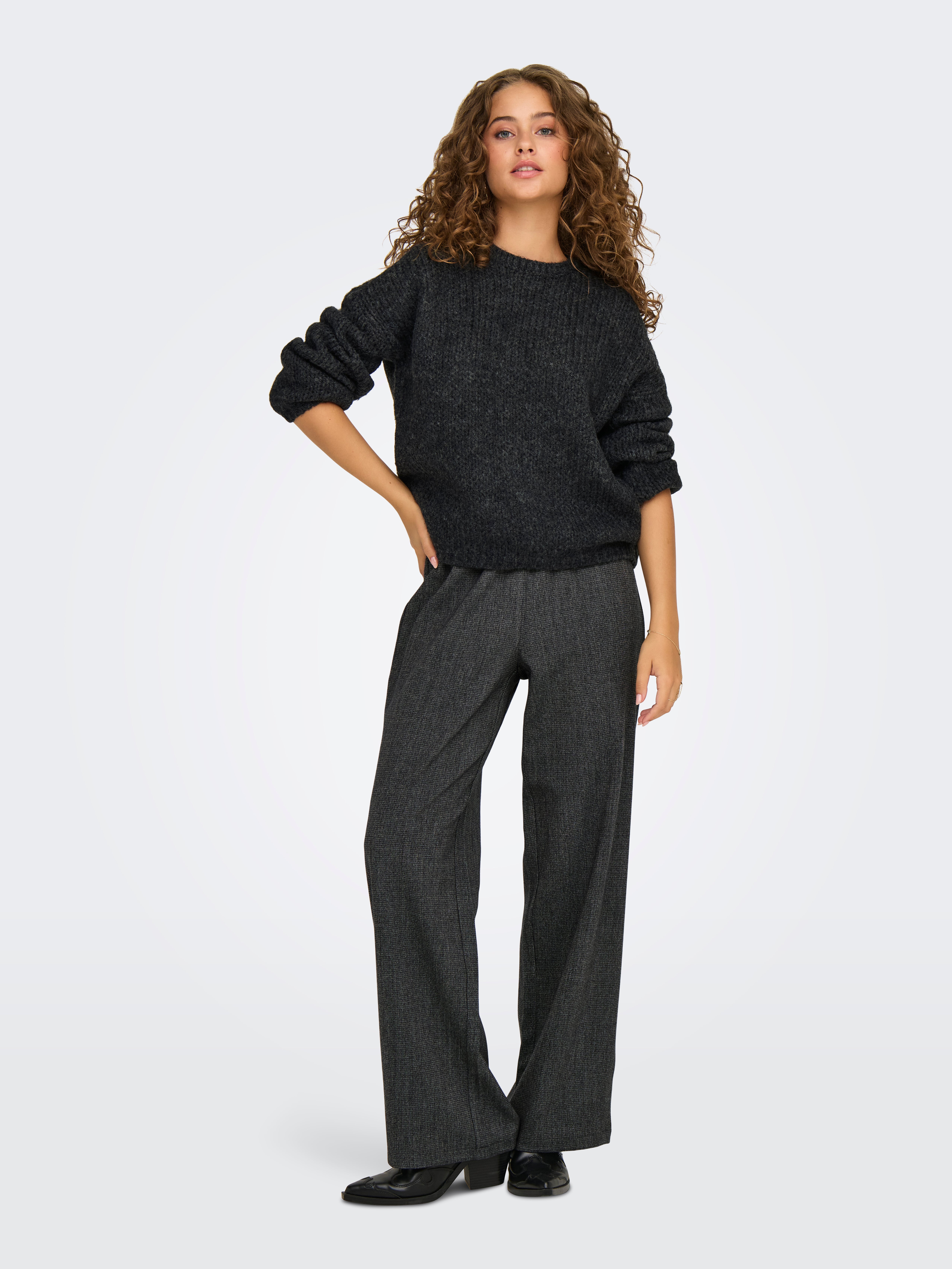 ONLJACKIE Strickpullover Dark Grey Melange