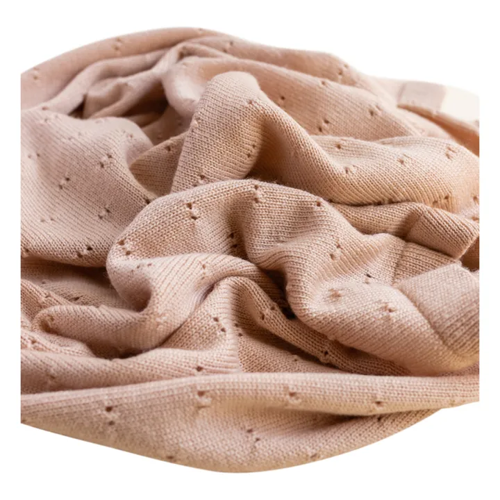 Hvid Couverture Bibi Pointelle Laine Mérinos | Rose pâle