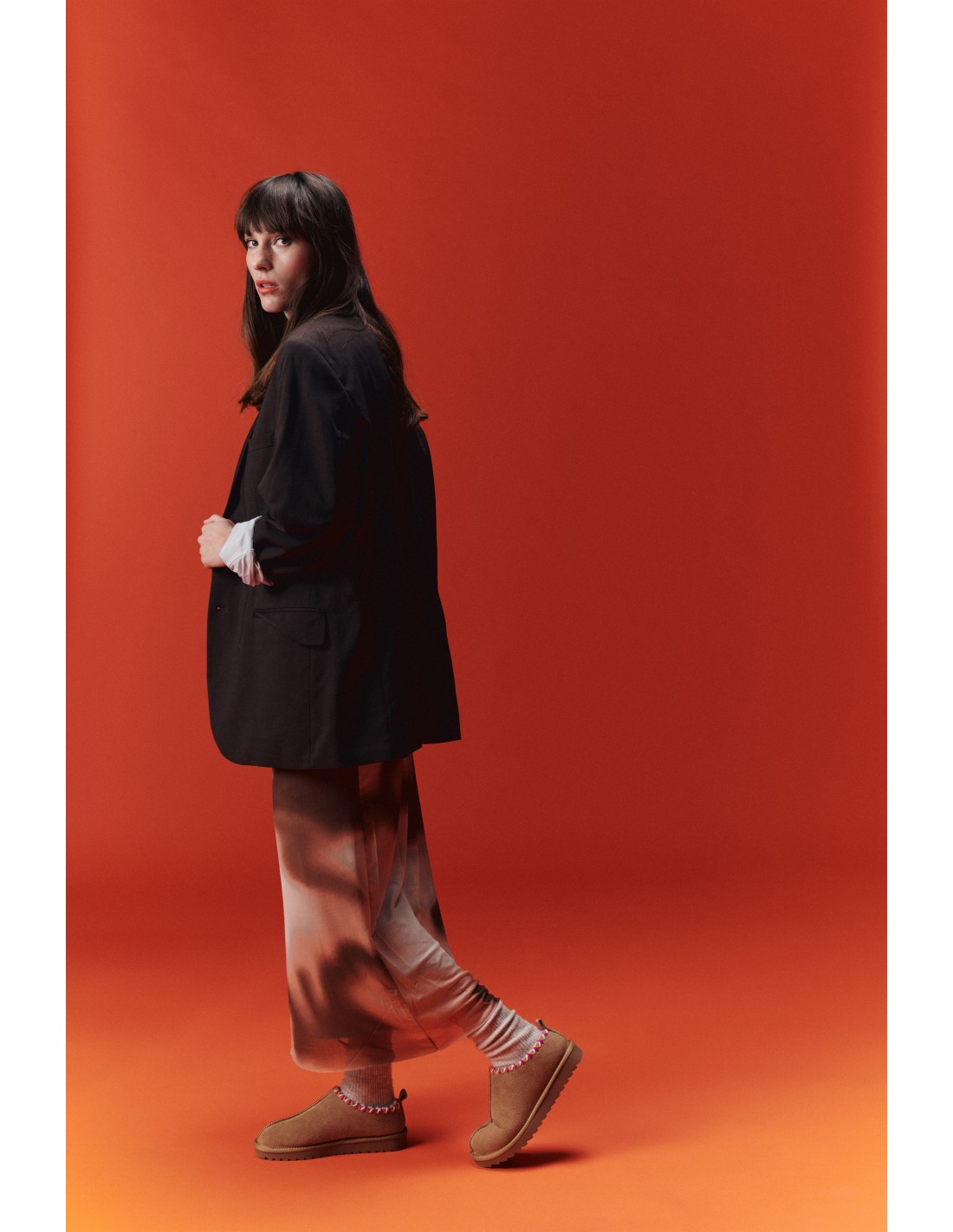 colors of california Sabot Femme in suede with stitchings