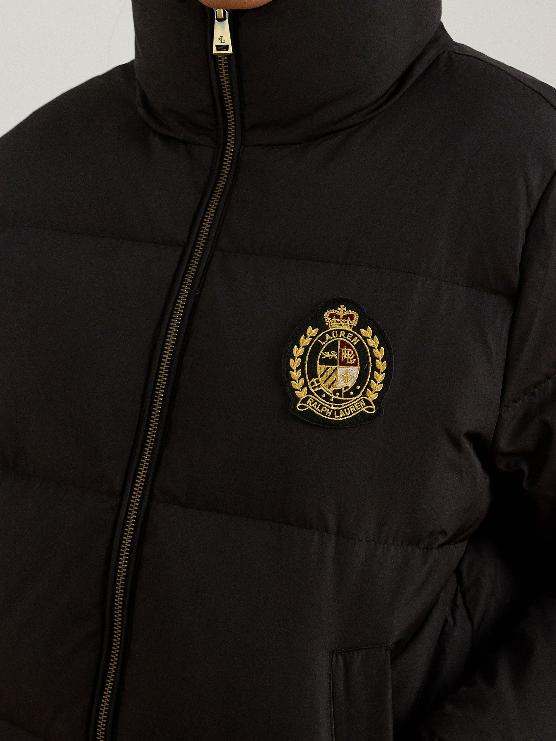 Lauren Ralph Lauren Crest Patch Quilted Funnel Neck Down Coat