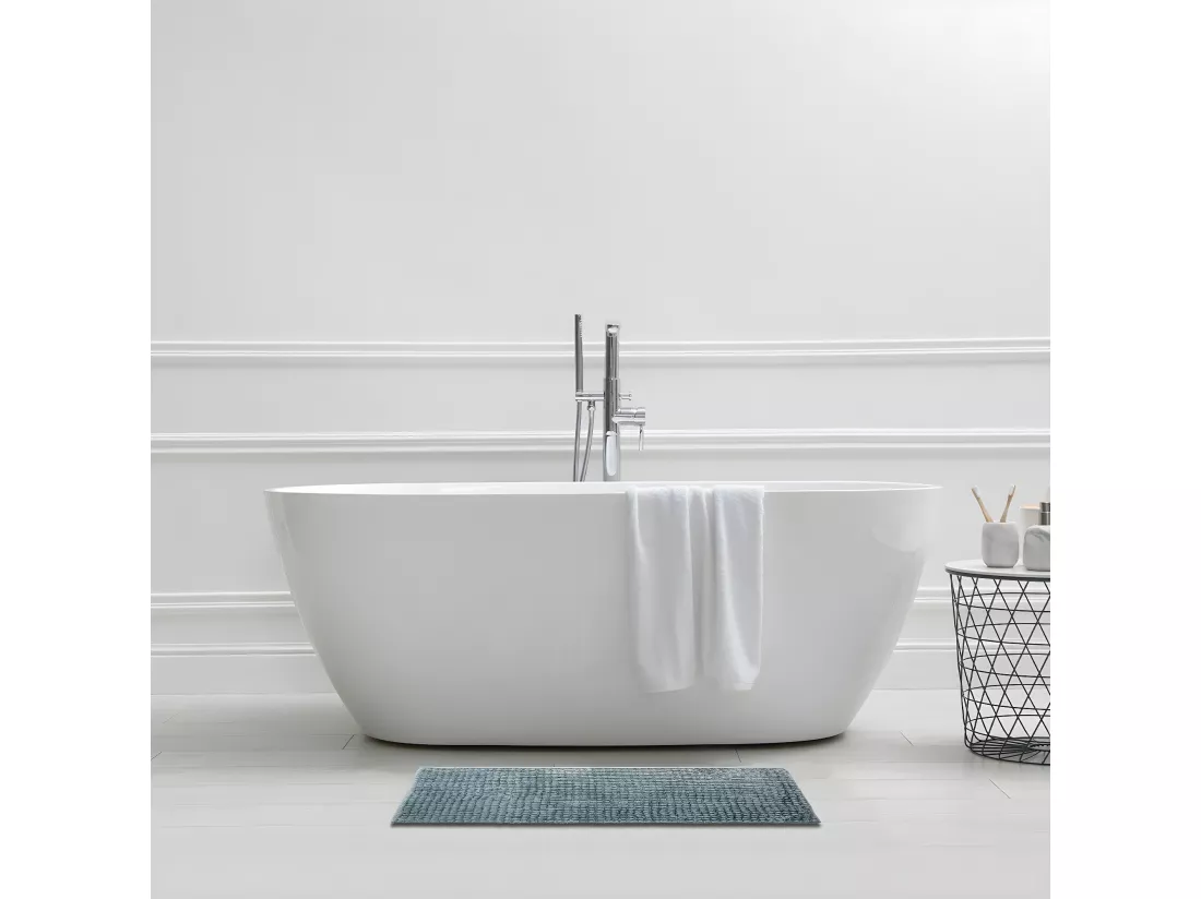 Tapis de bain en polyester uni topaze 50x80cm