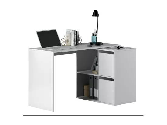 Bureau angle modulable avec rangement L120 cm