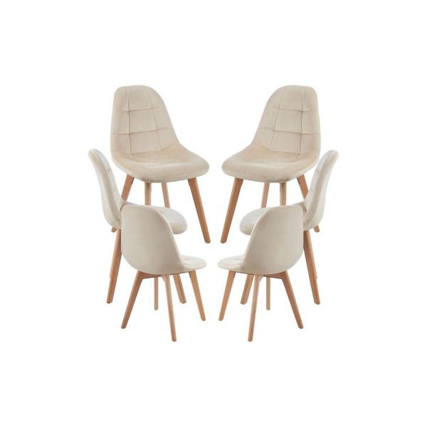 Presentes Miguel Pack 6 Cadeiras Kelen Veludo Beige