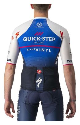 Maillot Manches Courtes Castelli Aero Race 6.1 Quick Step 2022 Bleu / Blanc