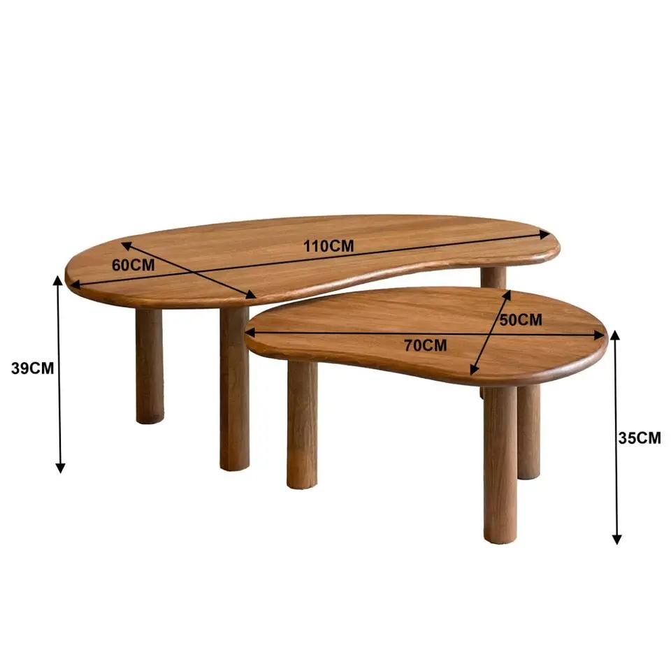 Salontafel Organisch - Naturel Mangohout - Set Van 2 - Nubi