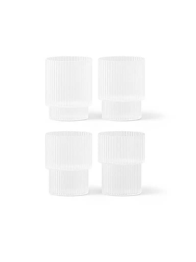 FERM LIVING Trinkglas 4er-Set RIPPLE Frosted  weiss