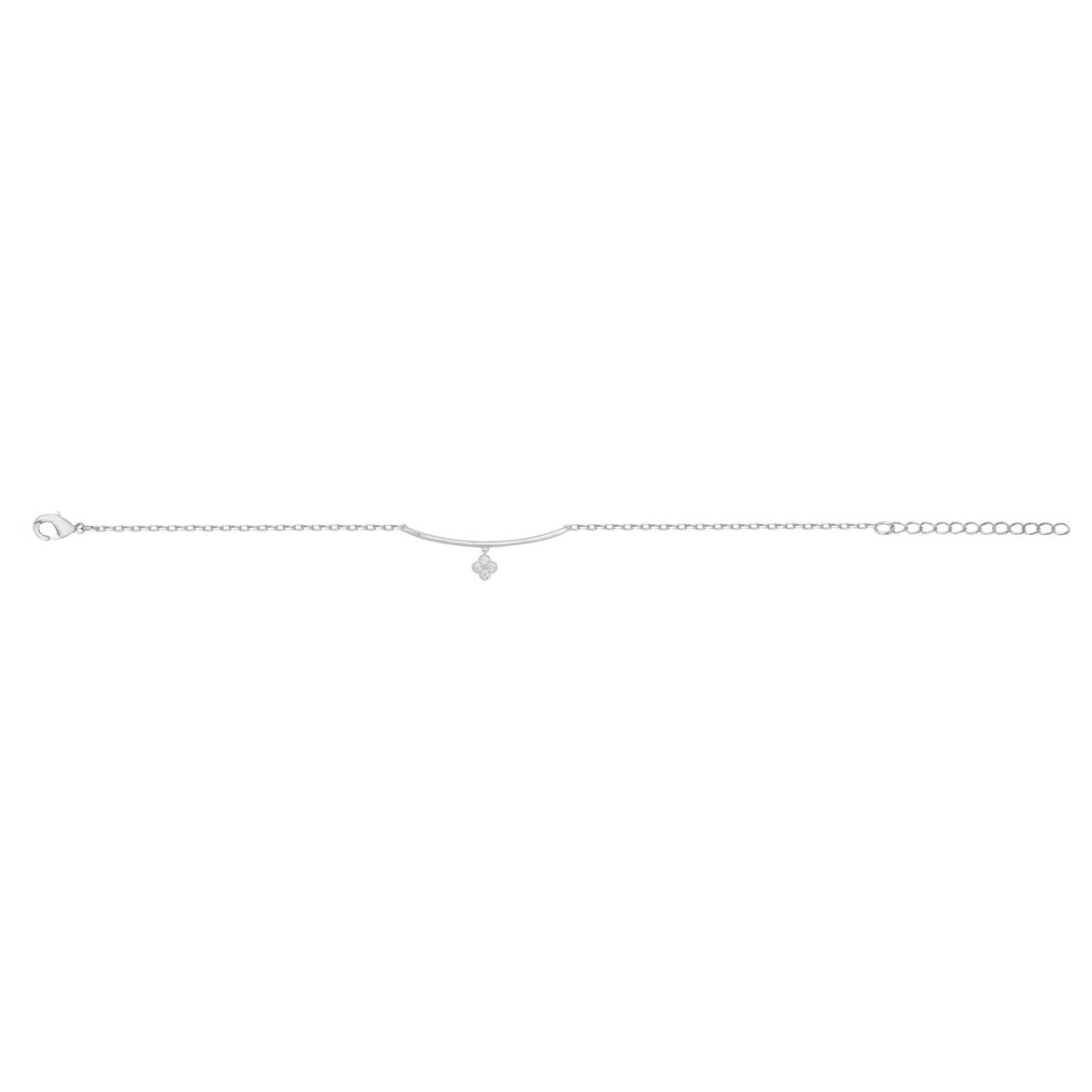 Bracelet souple mono-motif en Argent avec oxyde de zirconium blanc