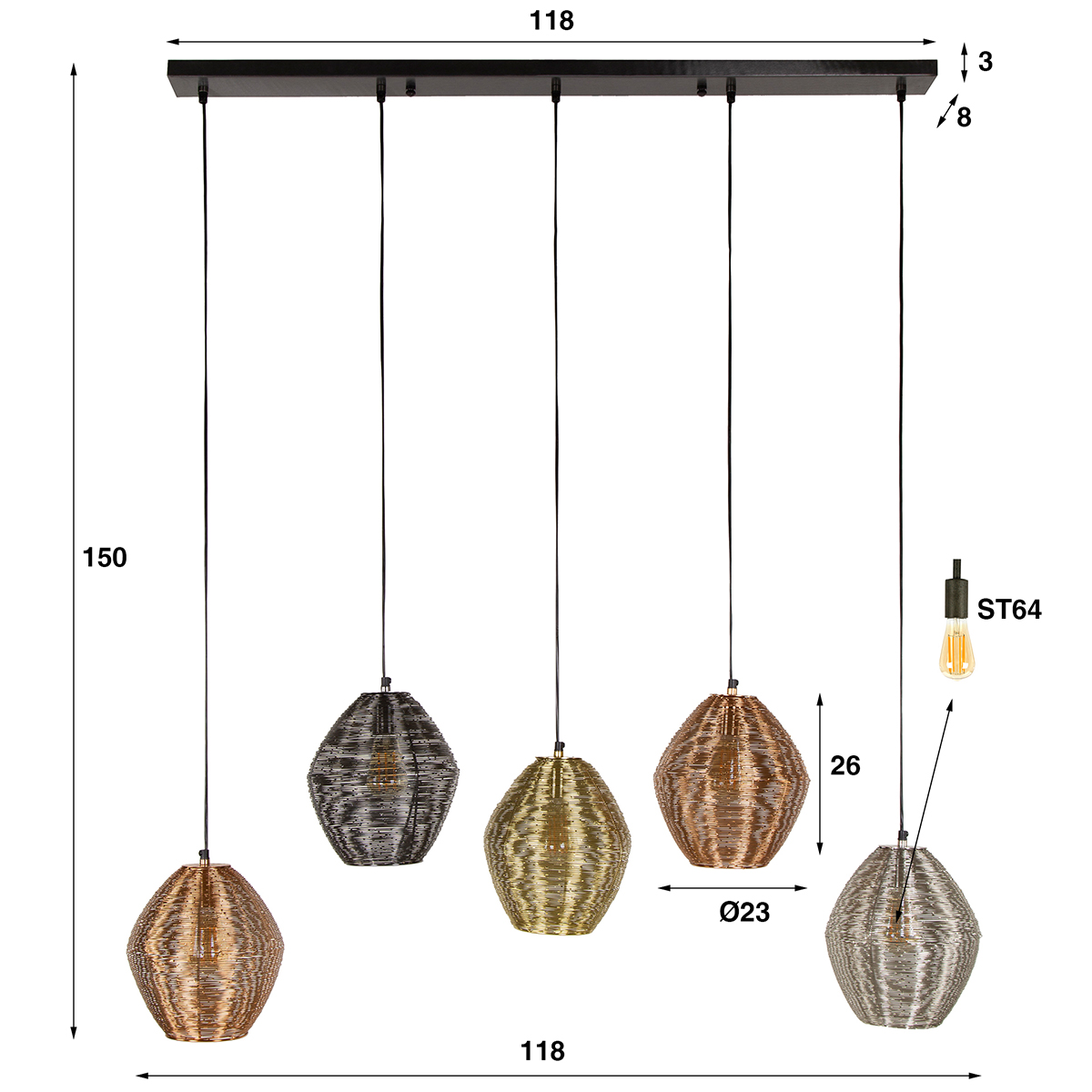 Hanglamp Quatre Couleurs