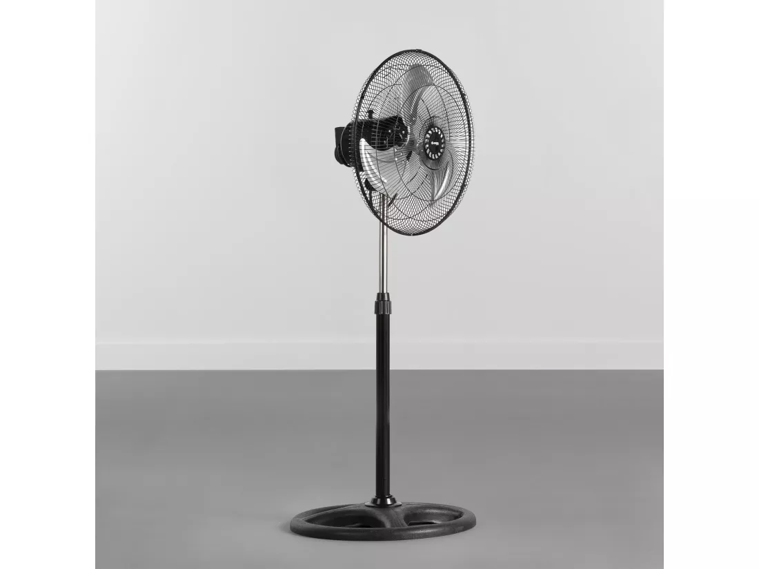 Ventilateur Sur Pied Ø45cm 75W 3 Vitesses Industriel Noir O91